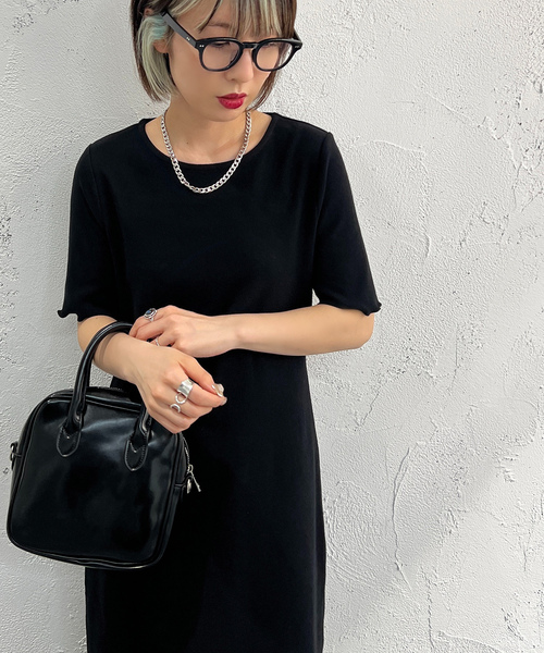 「apres jour mignon」 半袖ワンピース X-LARGE ブラック レディース_画像5