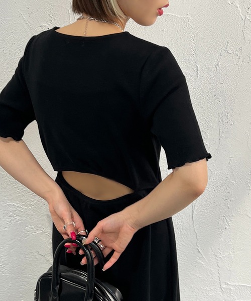 「apres jour mignon」 半袖ワンピース X-LARGE ブラック レディース_画像8