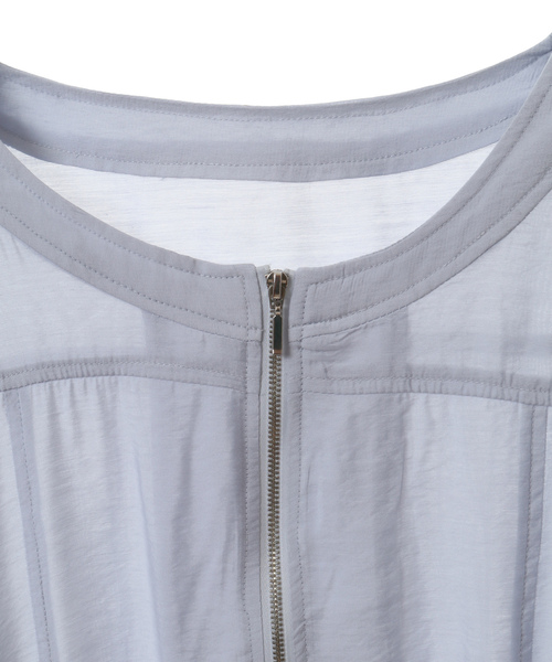 「SOFFITTO」 「MELROSE」ジップアップブルゾン M ブルーグレー レディース_画像9