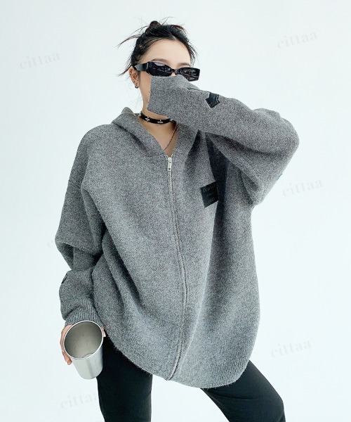 完売品 RUFFLOG ニットフーデイパーカー S 完売品RUFFLOG ニットフー