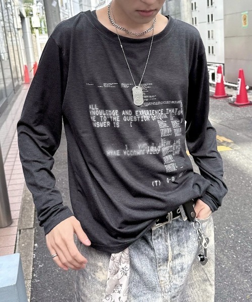 あ*ら様 ヴィンテージスタイルTシャツ グレー/ブラック ヴィンテージライク Tシャツ