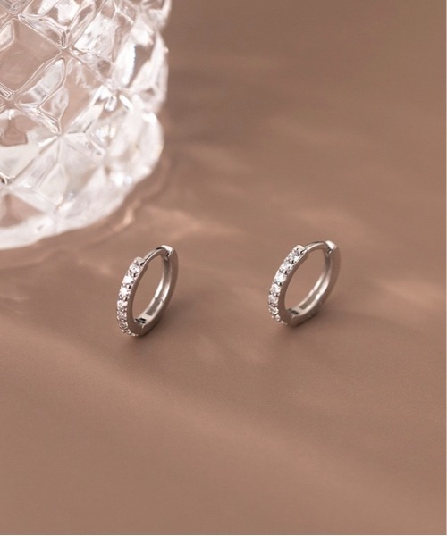 ピアス 「blatto 925silver」シルバー925 繊細ミニフープピアス 光沢＆ストーン esm-pierce-16-20 メンズ レディース