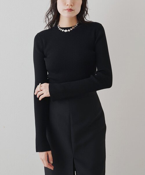 Whim Gazette ウィムガゼット　完売リブニットクループルオーバー セール】リブニットクループルオーバー（ニット/セーター）｜Whim