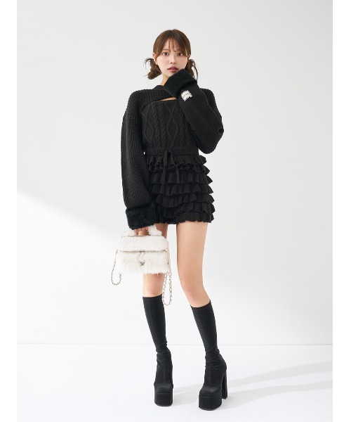 ダーリッチ Darich フリルニットコンビネゾン ブラック FREE Darich（ダーリッチ） ワンピース フリルニットコンビネゾン