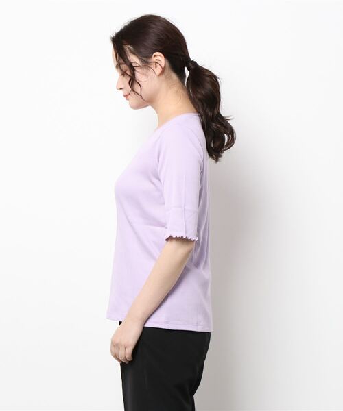 「haupia」 半袖カットソー MEDIUM ライトグレー レディース_画像4