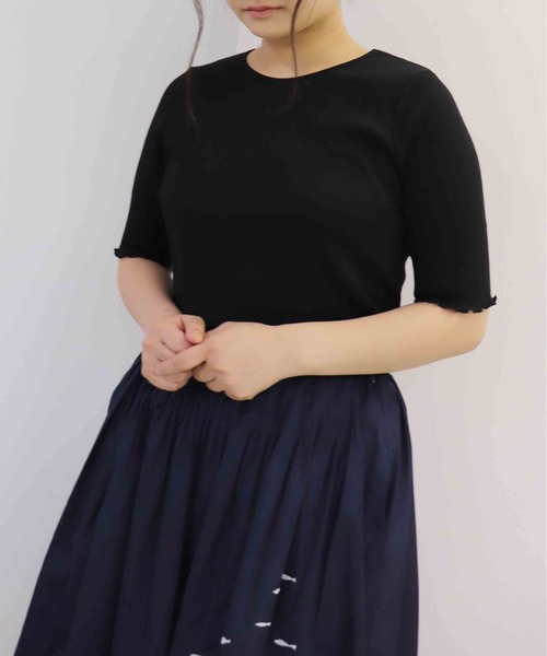 「haupia」 半袖カットソー MEDIUM ライトグレー レディース_画像5