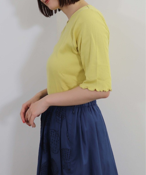 「haupia」 半袖カットソー MEDIUM ライトグレー レディース_画像8