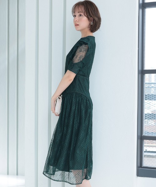 「PourVous」 「haremode」半袖ワンピース M ネイビー レディース_画像7