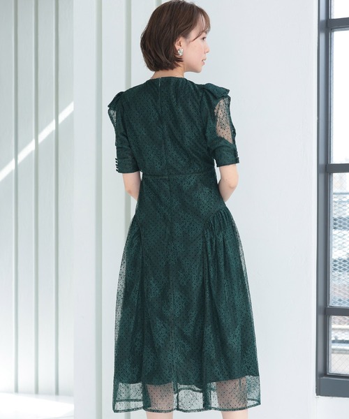「PourVous」 「haremode」半袖ワンピース M ネイビー レディース_画像8