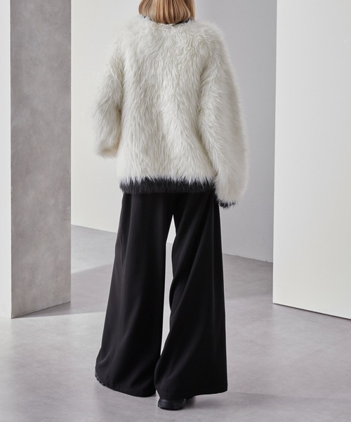 Loose（ルース） カーディガン ダブルジャガード シャギーチェーン