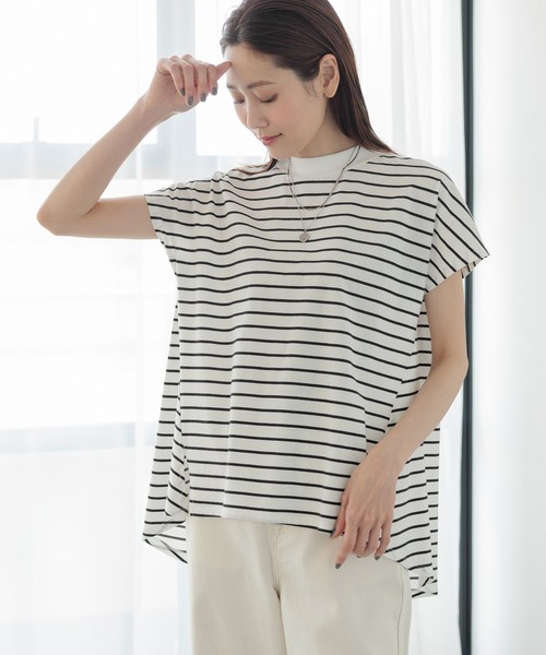 「GLOBAL WORK」 半袖カットソー LARGE ミント レディース_画像4