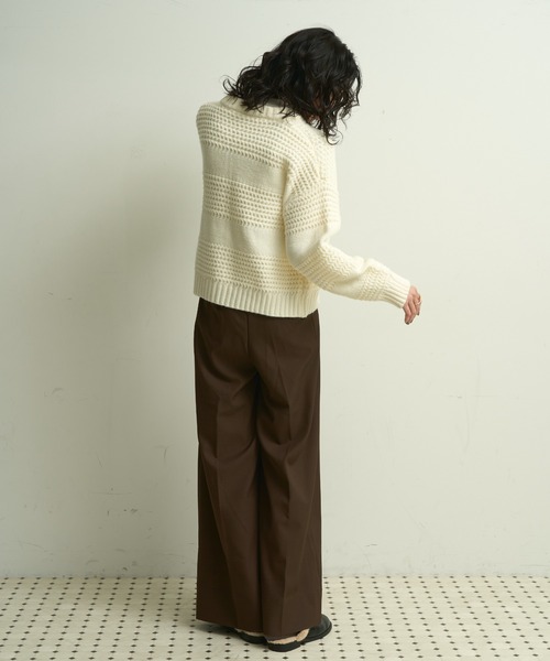 サ*ー様 ジグザグパターン カーディガン Mサイズ カーディガン Pattern knit double-zip cardigan / パターン編みダブル