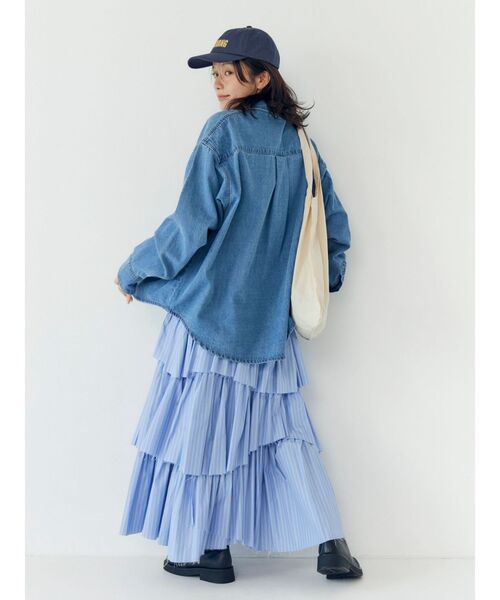 ungrid コンチョボタン デニムシャツ デニム シャツ アングリッド アングリッド Ungrid ポケットデザインデニムシャツ （ブルー
