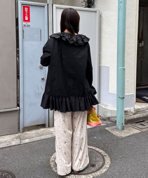 CIAOPANIC（チャオパニック） パンツ ラインストーンフラワー刺?ベロア