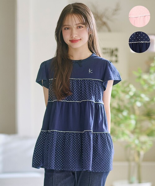 tシャツ 「150-160cm」 ドットティアードチュニック キッズ 子供服