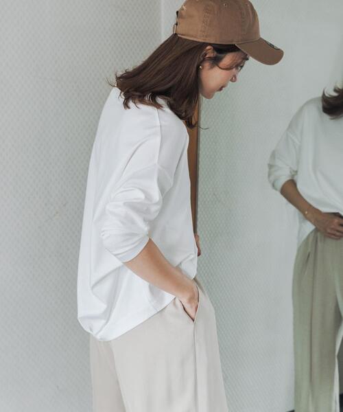 tシャツ コットンバックタック7分袖プルオーバー レディースの画像