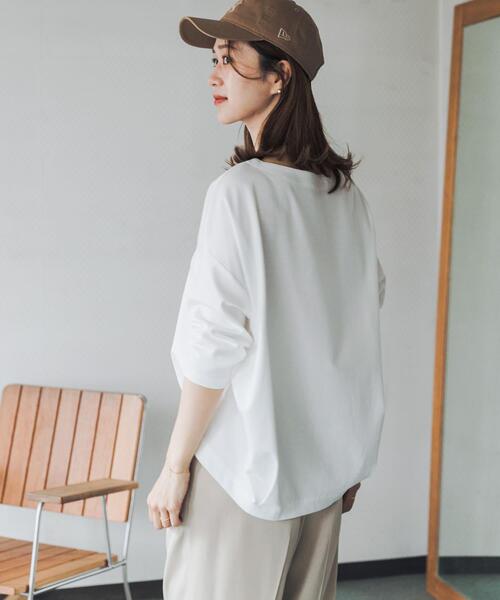 tシャツ コットンバックタック7分袖プルオーバー レディースの画像