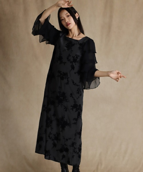 「J by blue」 7分袖ワンピース MEDIUM ブラウン レディースの画像