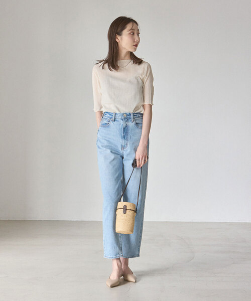 NOBLE（ノーブル） tシャツ 「追加」シアークレープジャージ五分袖T