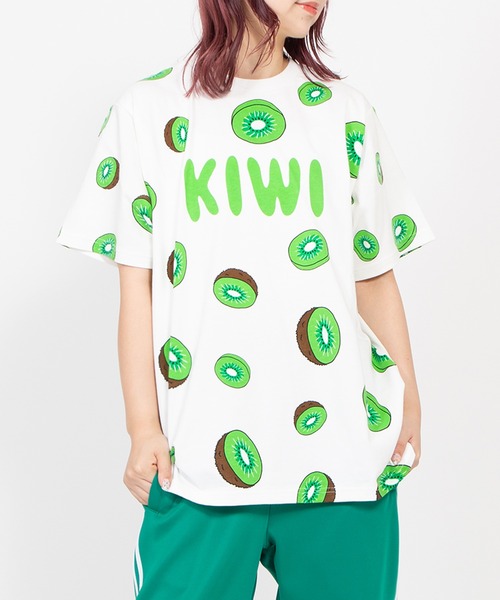 PUNYUS（プニュズ） tシャツ 「新サイズ」フード総柄Tシャツ（KIWI