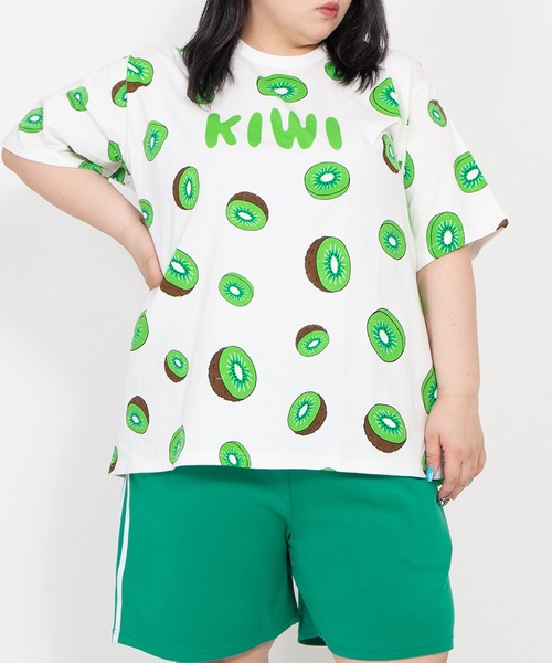PUNYUS（プニュズ） tシャツ 「新サイズ」フード総柄Tシャツ（KIWI