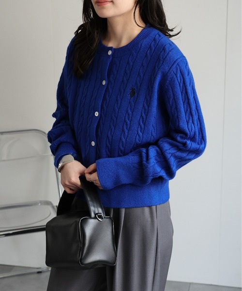 「U.S. POLO ASSN.」 ニットカーディガン M ベージュ レディース_画像3