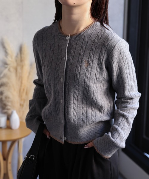 「U.S. POLO ASSN.」 ニットカーディガン M ベージュ レディース_画像5