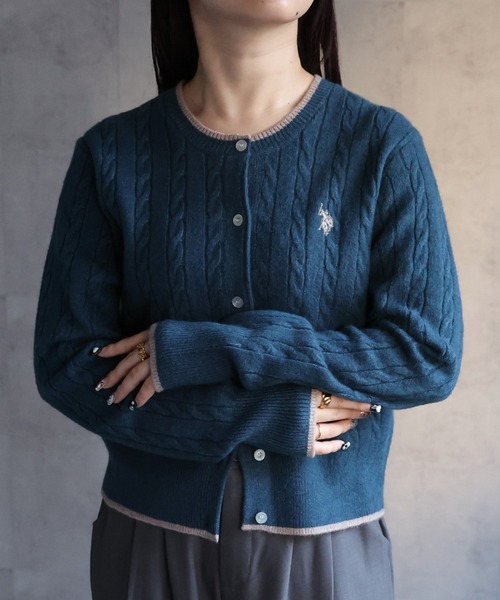 「U.S. POLO ASSN.」 ニットカーディガン M ベージュ レディース_画像7