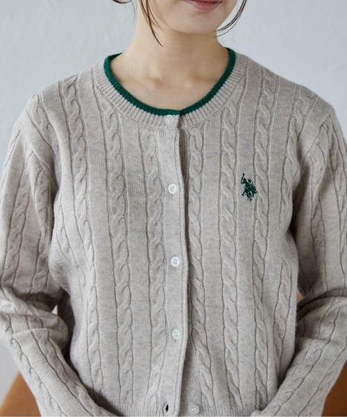 「U.S. POLO ASSN.」 ニットカーディガン M ベージュ レディース_画像8