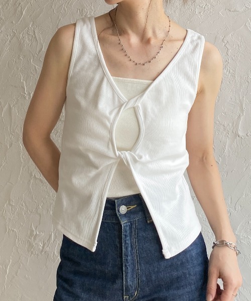 She's Closet タンクトップ ノースリーブ フロントオープン クロス