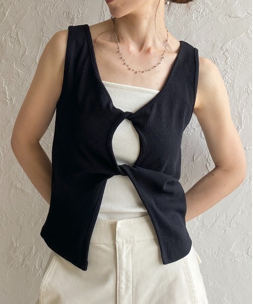 She's Closet タンクトップ ノースリーブ フロントオープン クロス