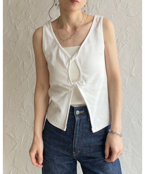 She's Closet タンクトップ ノースリーブ フロントオープン クロス