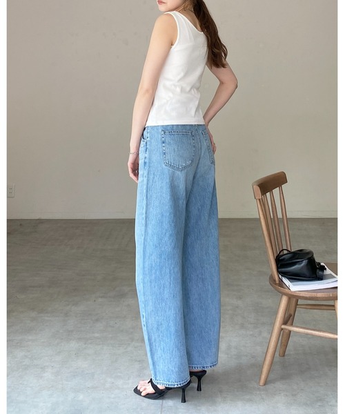 クロス&クロスリブタンク She's Closet タンクトップ ノースリーブ フロントオープン クロス