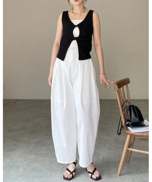 クロス&クロスリブタンク She's Closet タンクトップ ノースリーブ フロントオープン クロス
