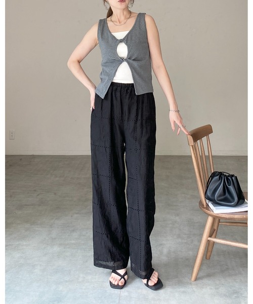She's Closet タンクトップ ノースリーブ フロントオープン クロス