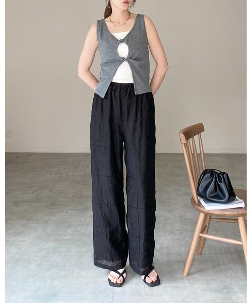 She's Closet タンクトップ ノースリーブ フロントオープン クロス