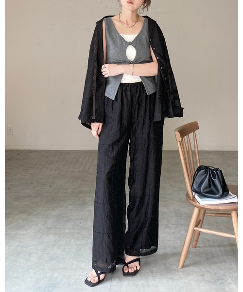 She's Closet タンクトップ ノースリーブ フロントオープン クロス