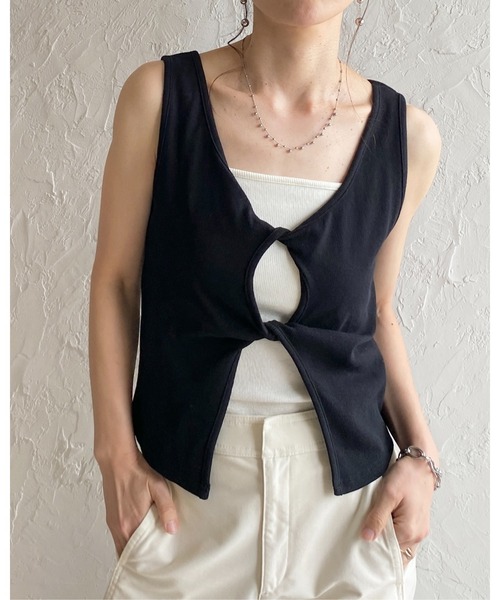 She's Closet タンクトップ ノースリーブ フロントオープン クロス