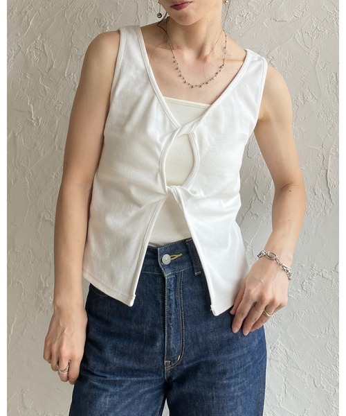 クロス&クロスリブタンク DAILY/デイリー》RIB TANK TOP BACK CROSS/リブ タンクトップ バック