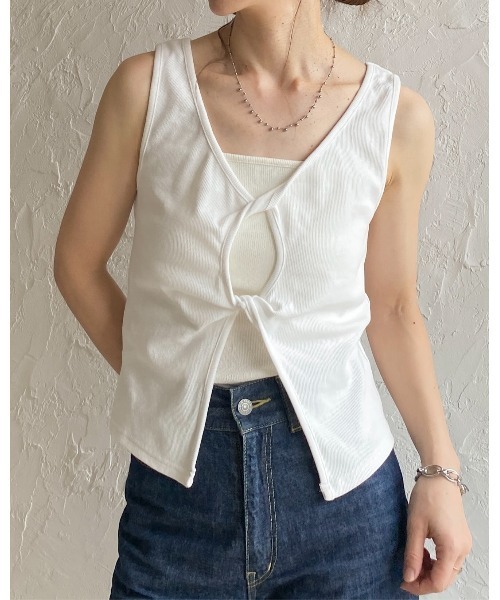 She's Closet タンクトップ ノースリーブ フロントオープン クロス