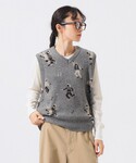 ベスト ジレ ジャカード ニットベスト レディースの詳細画像4