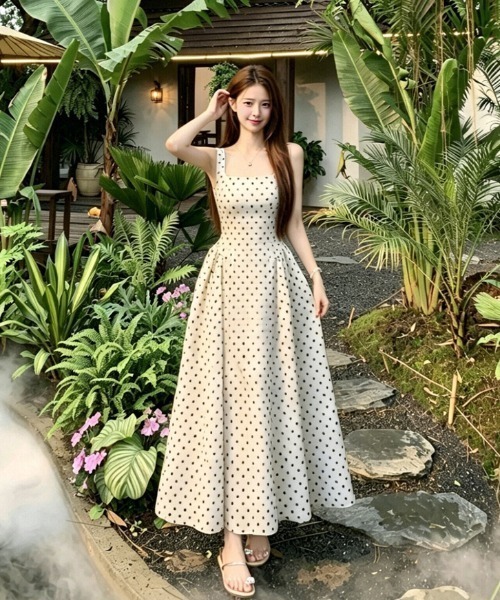 FAVORITO ワンピース ドット柄ノースリーブワンピース : ZOZOTOWN