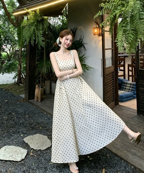 FAVORITO ワンピース ドット柄ノースリーブワンピース : ZOZOTOWN