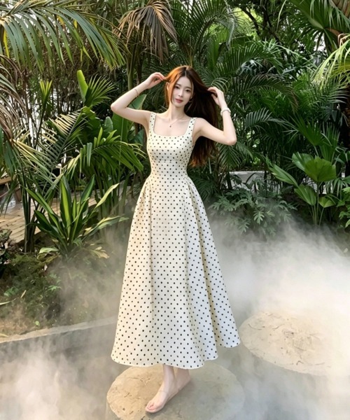 HOUSE OF LOTUSドットプリントノースリーブワンピース FAVORITO ワンピース ドット柄ノースリーブワンピース : ZOZOTOWN