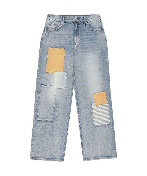 ジーンズ デニム デニムパンツ Patchwork Denim Pants Blue /パッチワークデニムパンツ レディースの画像