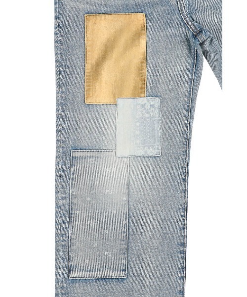 ジーンズ デニム デニムパンツ Patchwork Denim Pants Blue /パッチワークデニムパンツ レディースの画像