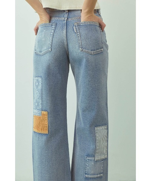 ジーンズ デニム デニムパンツ Patchwork Denim Pants Blue /パッチワークデニムパンツ レディースの画像