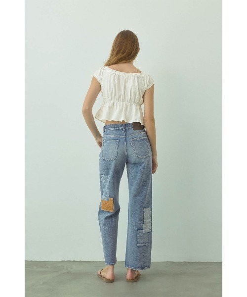 ジーンズ デニム デニムパンツ Patchwork Denim Pants Blue /パッチワークデニムパンツ レディースの画像