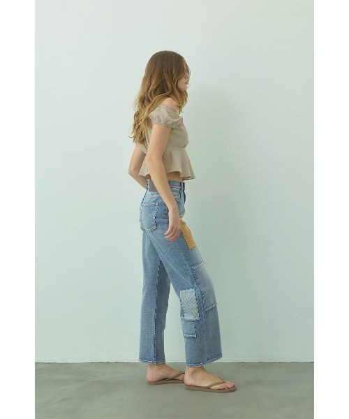 ジーンズ デニム デニムパンツ Patchwork Denim Pants Blue /パッチワークデニムパンツ レディースの画像