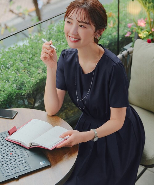 「Tiaclasse」 長袖ワンピース X-LARGE ネイビー レディース_画像4